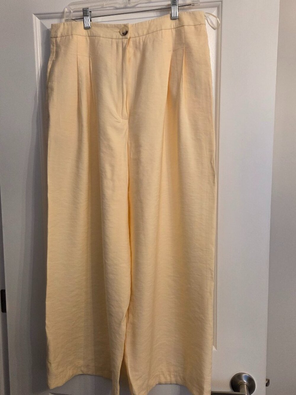 Top shop Wide leg pleated yellow summer pant trouser size 10